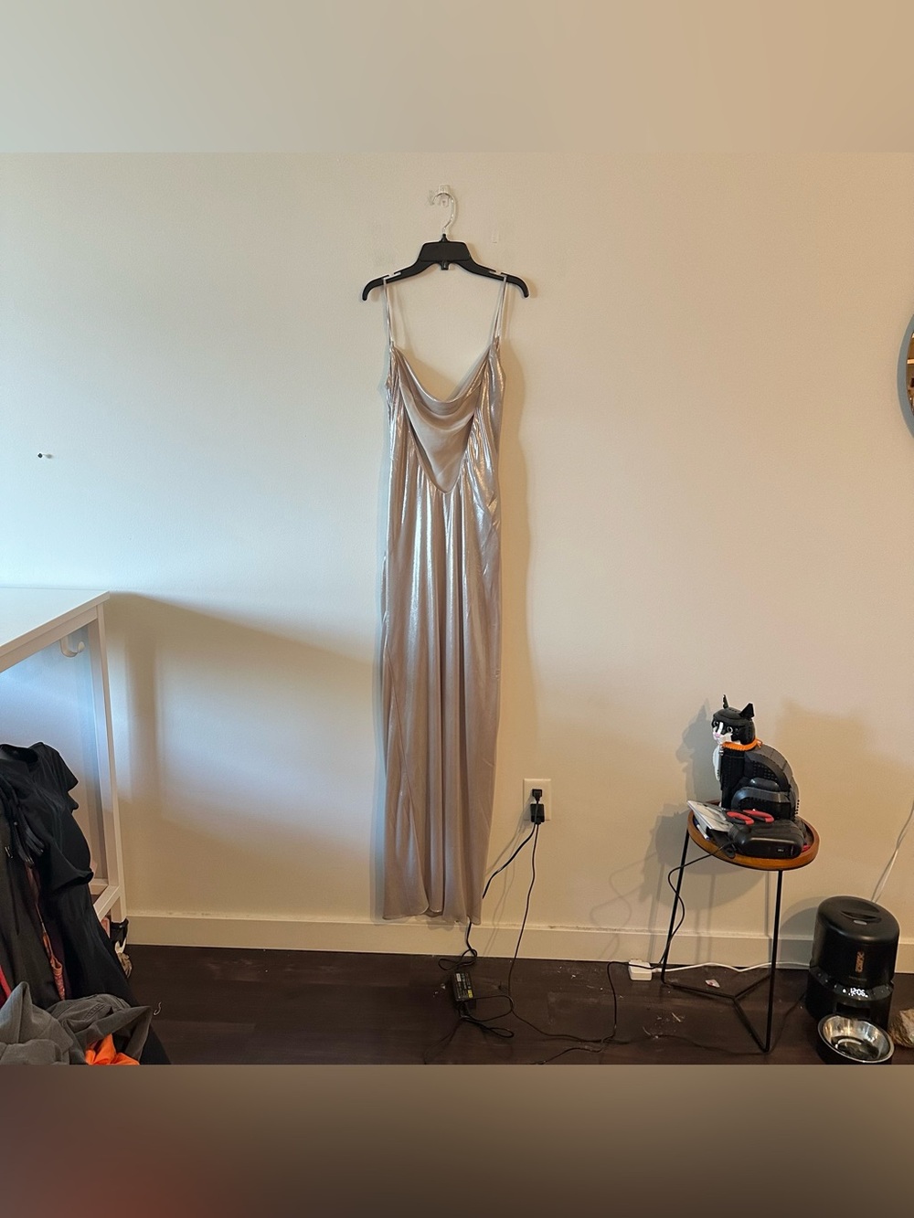 NEW House Of CB Leia Champagne Shimmer Low Back Maxi Dress S Cowl Neck - Picture 3 of 8